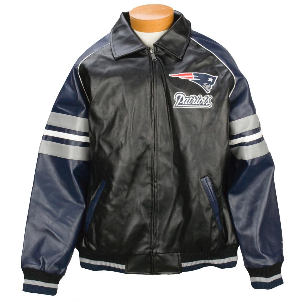 Mens New England Patriots Pleather Varsity Jacket  