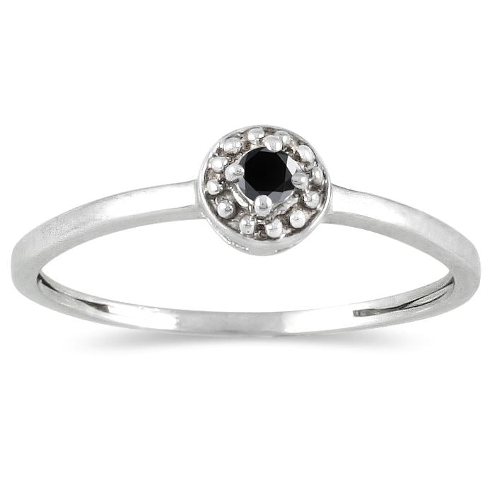 10k White Gold Black Diamond Promise Ring