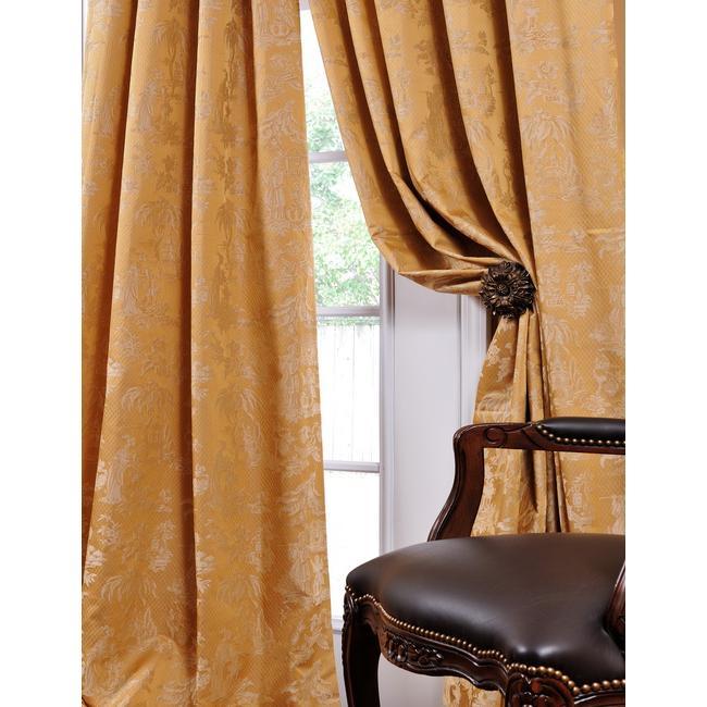 Designer Silk Damask Chateau 96 Inch Curtain Panel