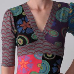 Pura Vida Juniors V neck Multi print Self tie Dress