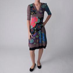 Pura Vida Juniors V neck Multi print Self tie Dress