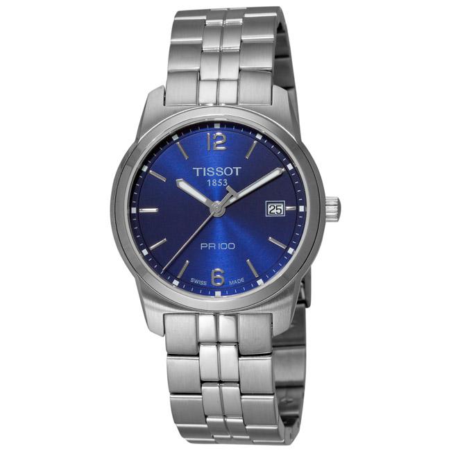 Tissot Men's 'T-Classic PR 100' Blue Face Stainless Steel Watch - Free ...