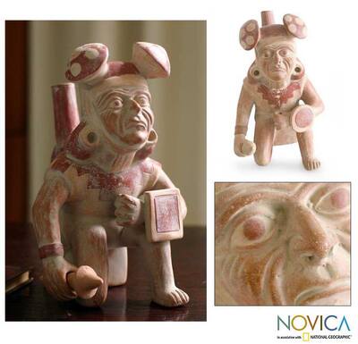 Ceramic 'Moche Warrior' Sculpture (Peru)