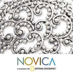 Sterling Silver 'Chrysanthemum' Filigree Earrings (Indonesia) Novica Earrings