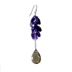 Adee Waiss Sterling Silver Smokey Quartz and Amethyst Drop Earrings Adee Waiss Gemstone Earrings