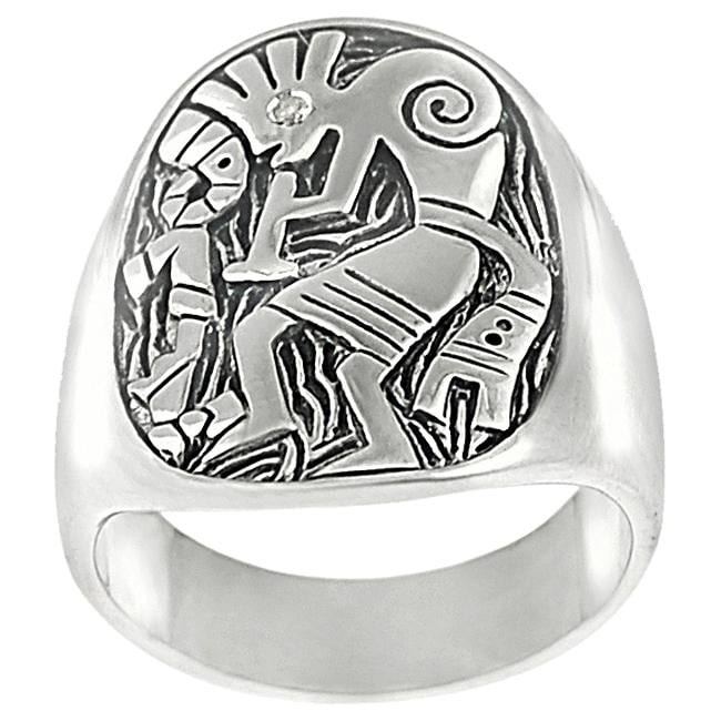 Tressa Sterling Silver Diamond Chip Kokopelli Ring  