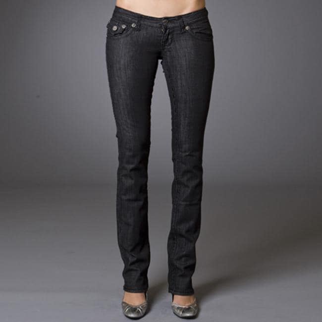 Laguna Beach Womens Manhattan Beach Black Straight Leg Jeans