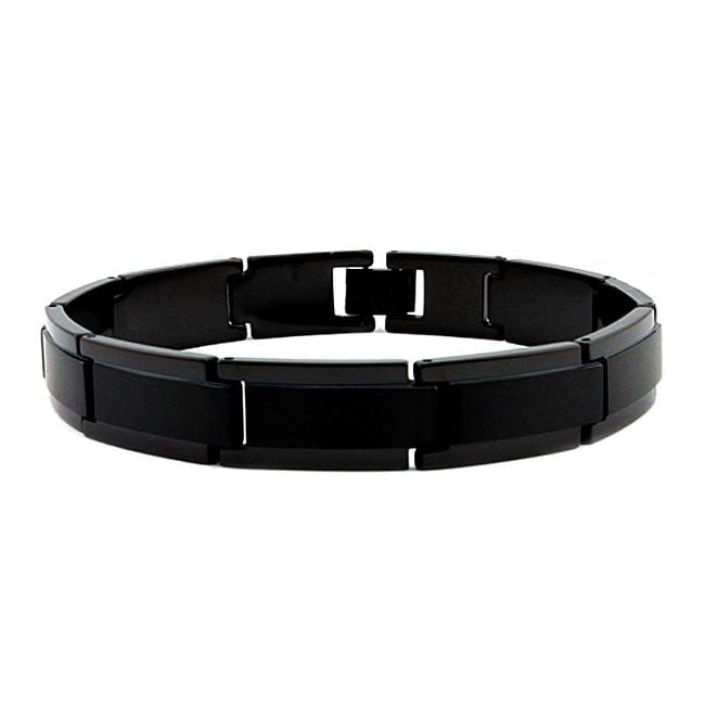 Mens Tungsten Carbide Black plated Link Bracelet (10 mm)