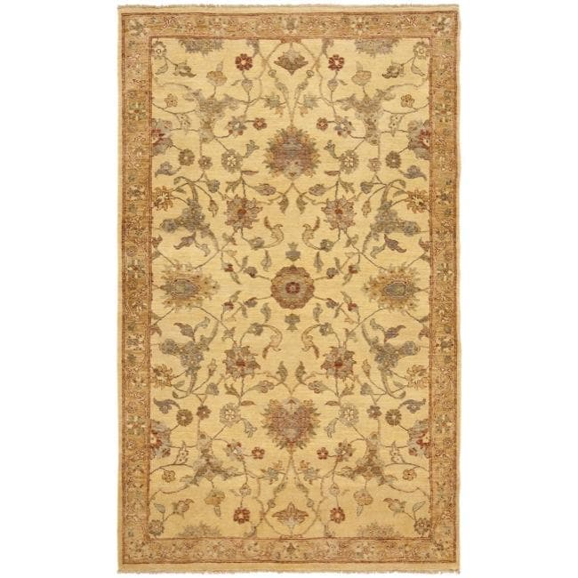 Pakistani Hand knotted Peshawar Grey/ Beige Wool Rug (8 x 10