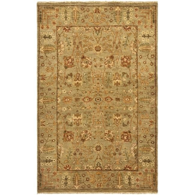 Pakistani Hand knotted Peshawar Green Wool Rug (4 x 6)