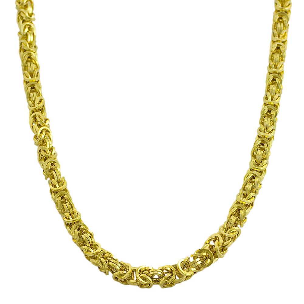 14k Yellow Gold Polished Fancy Byzantine Link Necklace