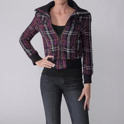 Love Change Juniors Plaid Zip Front Bomber Jacket