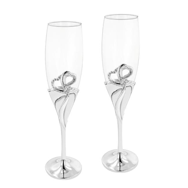 Double Heart 'Our Moment' Champagne Toasting Flutes (Set of 2) Free