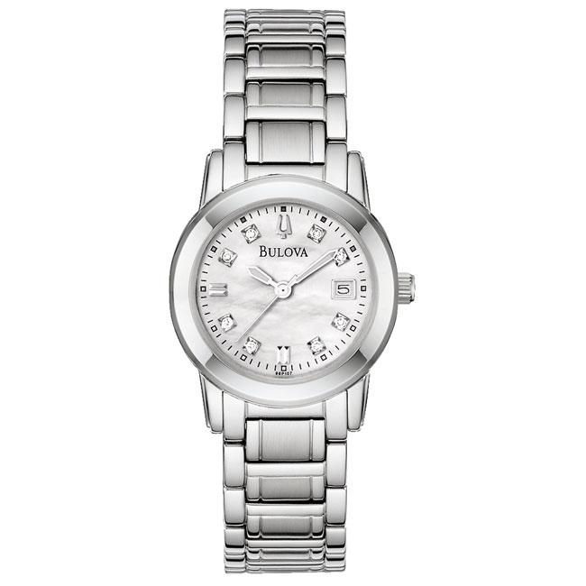 Bulova Womens Stainless Steel Eight Diamond Watch   13346967