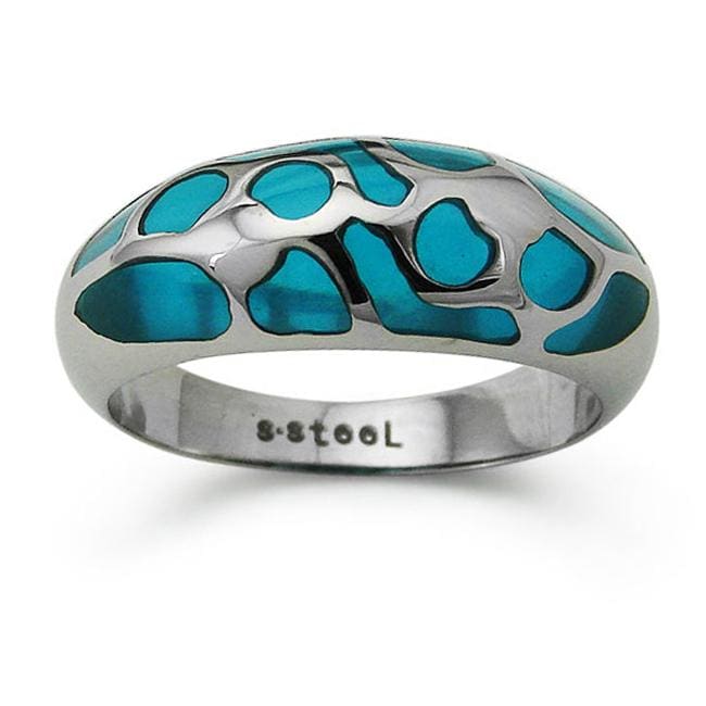 Stainless Steel Turquoise Resin Inlay Cocktail Ring