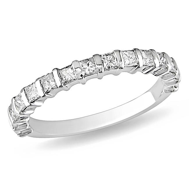 Miadora 10k White Gold 3/4ct TDW Diamond Anniversary Ring