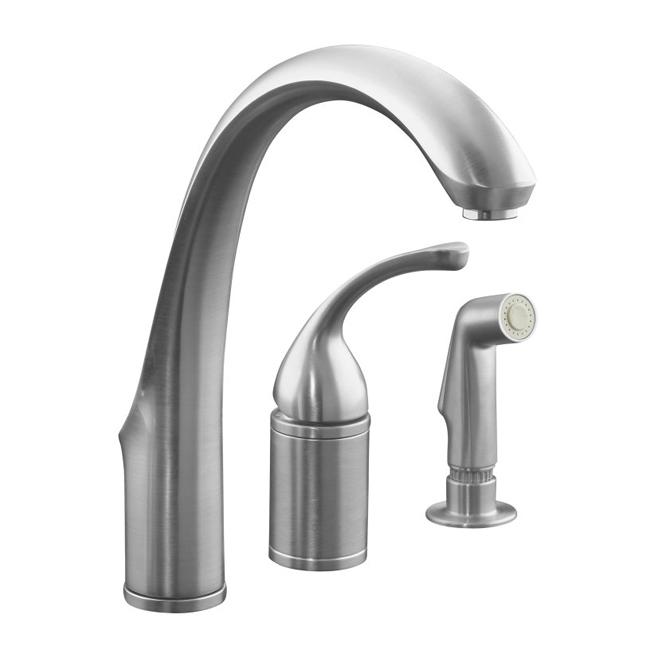 Kohler K 10430 g Brushed Chrome Forte Single control Remote Valve Kitchen Sink Faucet With Sidespray And Lever Handle