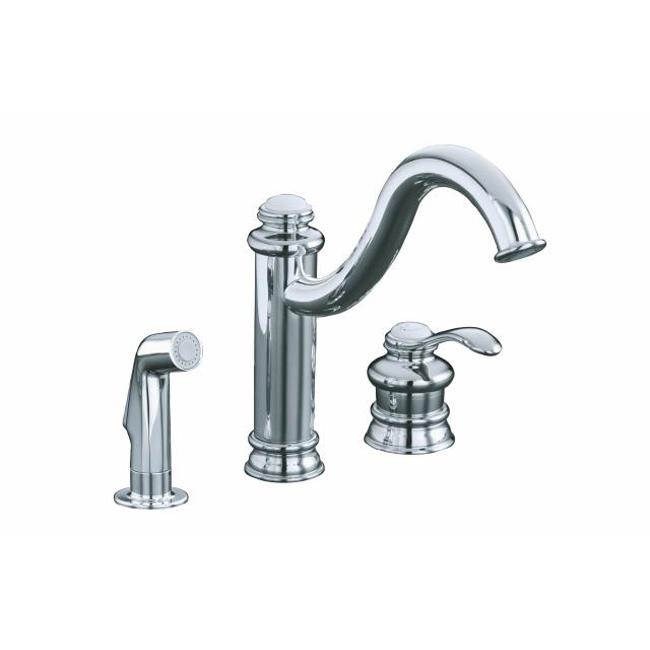 Kohler K 12185 cp Polished Chrome Fairfax Single control Remote Valve Kitchen Sink Faucet With Sidespray And Lever Handle