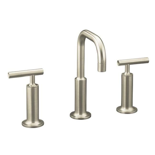   Faucet With Low Gooseneck Spout And Low Lever Handles  