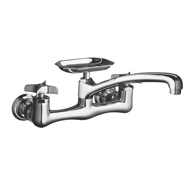 Kohler K 7855 3 cp Polished Chrome Clearwater Sink Supply Faucet With 8 Spout Reach And Cross Handles