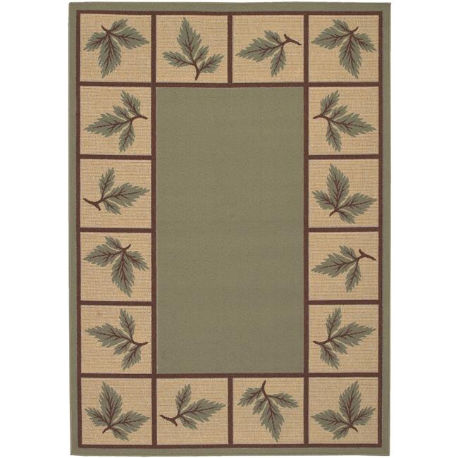 Picnic Green Botanical Border Indoor/Outdoor Rug (23 x 46) Today $