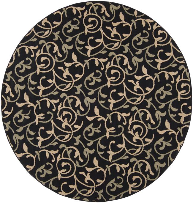 Picnic Black Floral Indoor/Outdoor Rug (5'3 Round) - Overstock ...