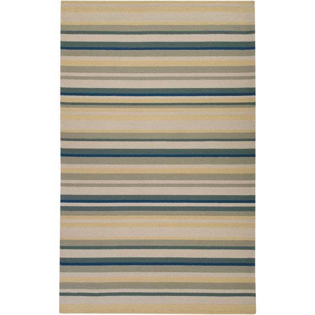 Hand hooked Bliss Pale Yellow Striped Rug (5 X 8)