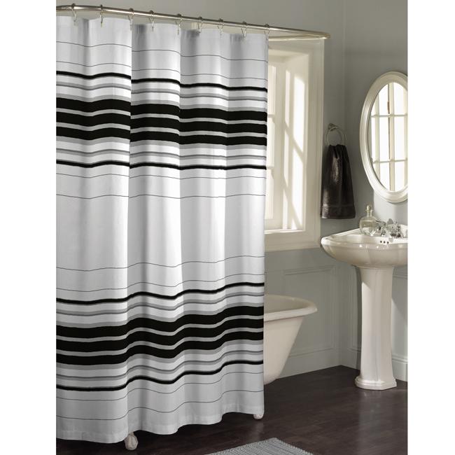 Horizontal Stripe Fabric Shower Curtain  