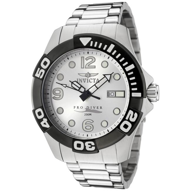 Invicta Men's 'Pro Diver' Silver Dial Stainless Steel Watch