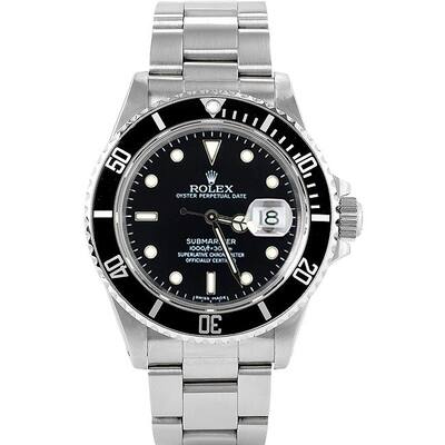 Pre-owned Rolex Men's Submariner Stainless Steel Black Date Watch