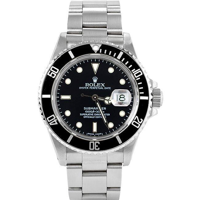 Pre-owned Rolex Men's Submariner Stainless Steel Black Date Watch