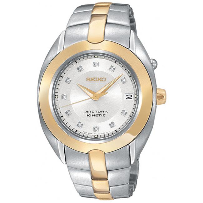 Seiko Womens Arctura Steel Kinetic Diamond Watch