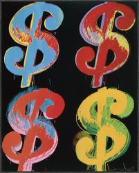   Warhol $4,1982 (blue, red, orange, yellow) Art Block  