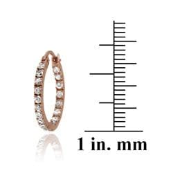 Icz Stonez Rose Gold over Sterling Silver Cubic Zirconia Mini Hoop Earrings ICZ Stonez Cubic Zirconia Earrings