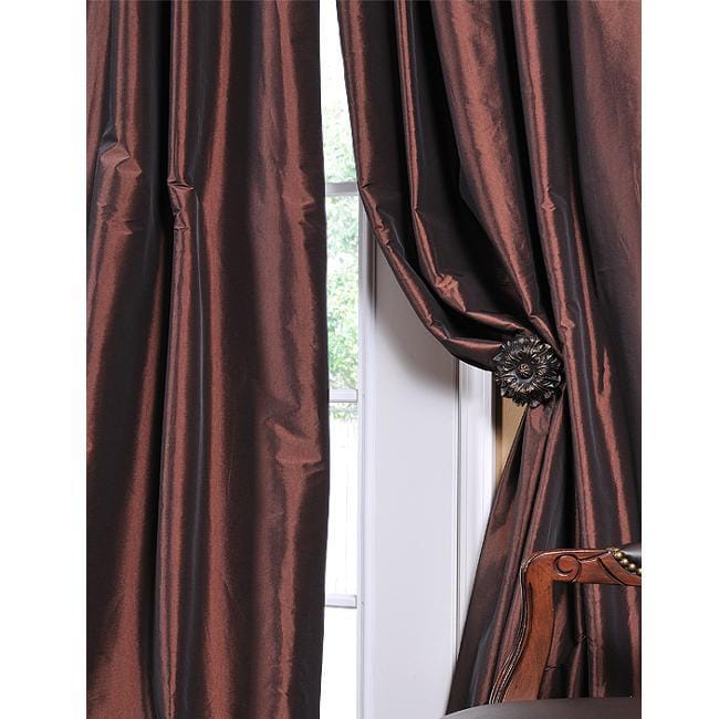 Solid Faux Silk Taffeta Rum Raisin 108 inch Curtain Panel