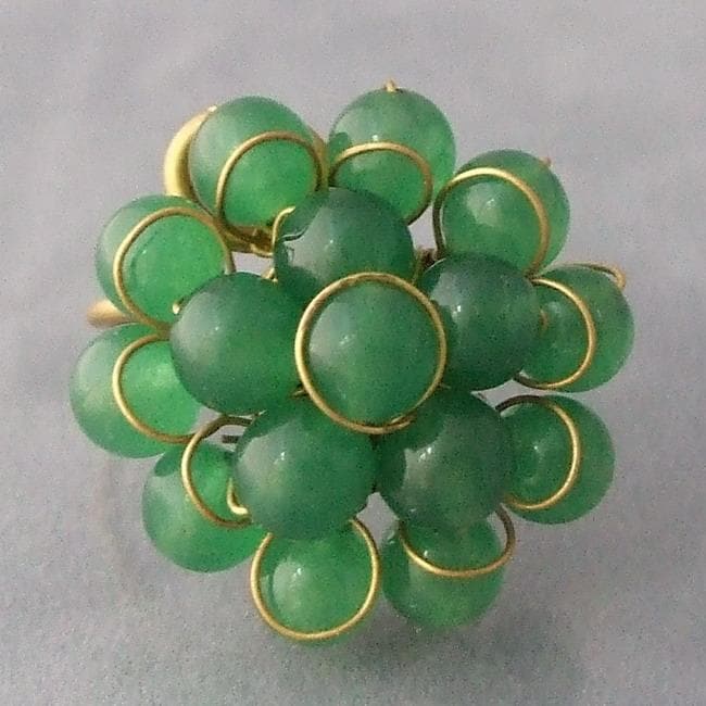 Brass Jade Front Cluster Ring (Thailand) Rings