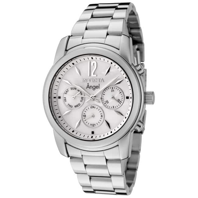 Invicta Women's 'Angel' Mother of Pearl Dial Stainless Steel Watch