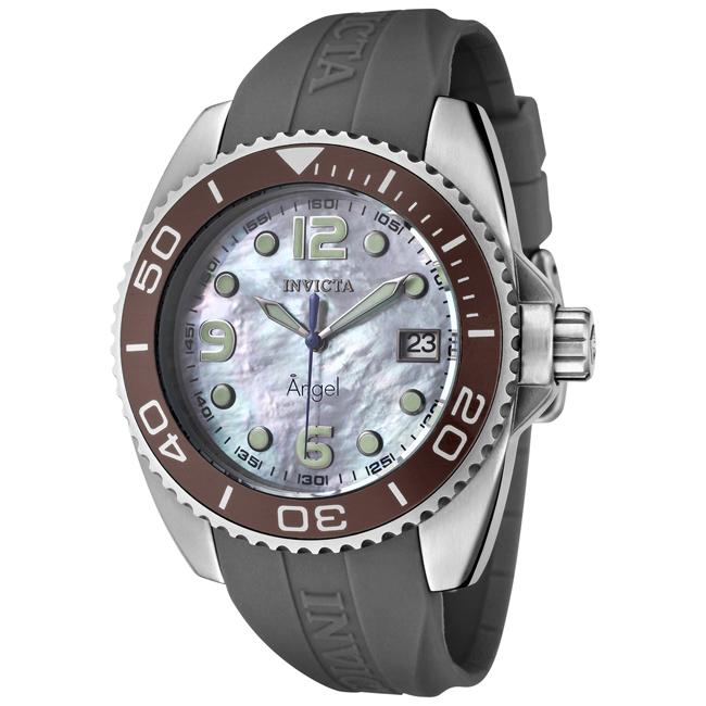 Invicta Womens Angel Dark Grey Rubber Strap Watch