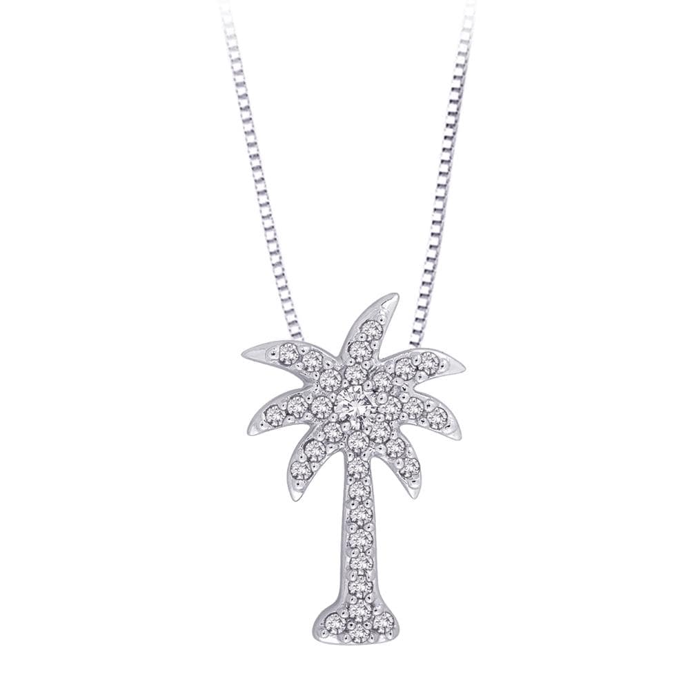 10kt White Gold 1/6ct TDW Palm Tree shaped Diamond Necklace (J K, I1 