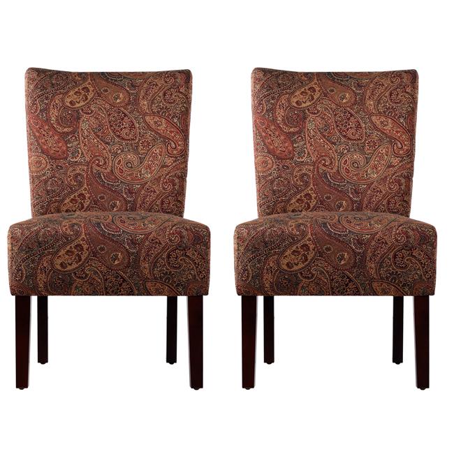   Emma Paisley Upholstered Armless Chairs (Set of 2)  