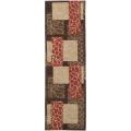 Hand-tufted Retro Chic Brown Floral Squares Area Rug (2'6 x 8') - 2'6 x 8'