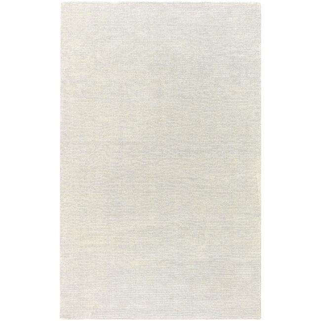 Hand crafted Solid White Casual Mesa Wool Rug (76 X 96)