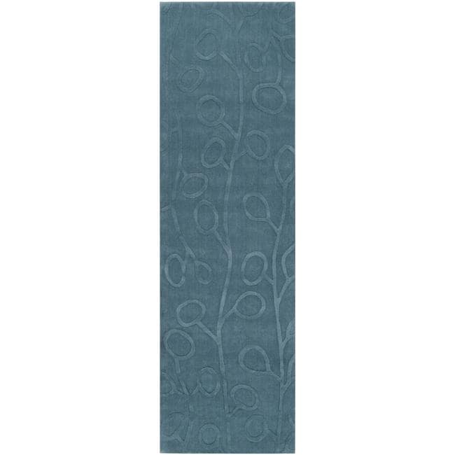 Hand loomed Engraved Sky Wool Rug (2'6 x 8') Surya Runner Rugs