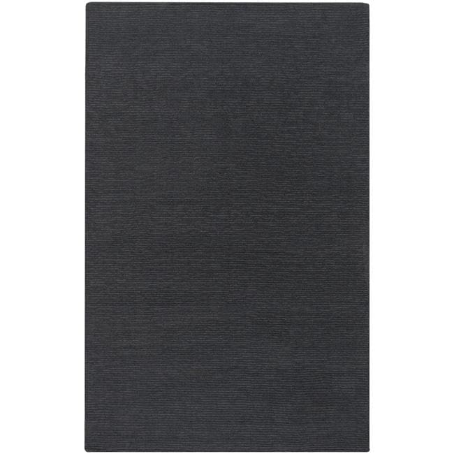 Hand crafted Solid Black Casual Ridges Wool Rug (9 X 13)