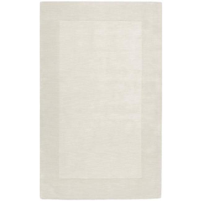 Hand-crafted White Tone-On-Tone Bordered Wool Rug (7'6 x 9'6)
