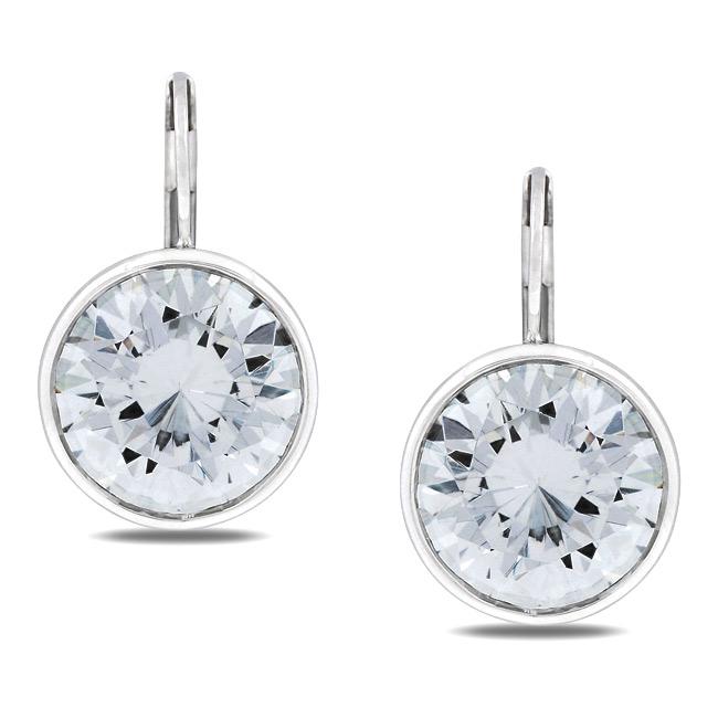 Sterling Silver Clear Cubic Zirconia Leverback Earrings Free Shipping