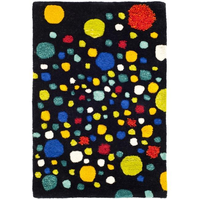 Handmade Soho Space Black New Zealand Wool Rug (2 X 3)