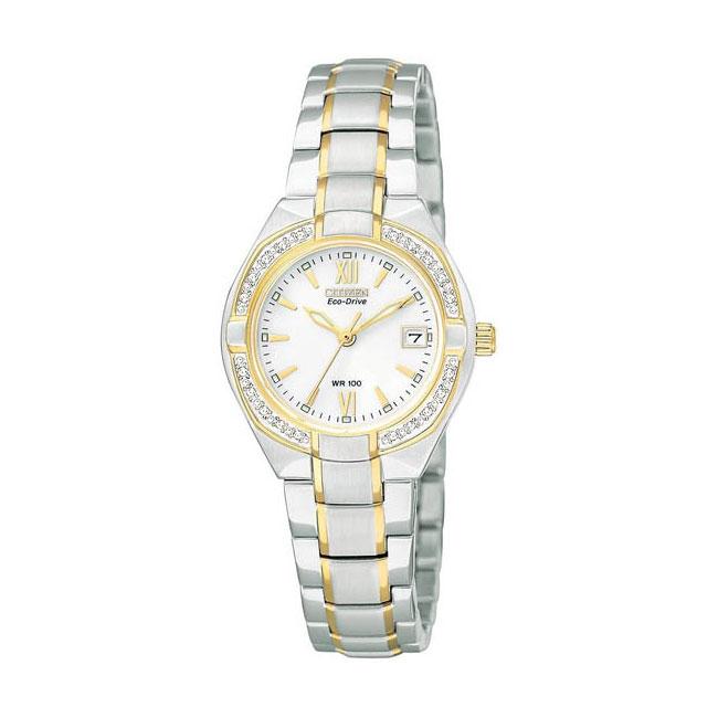 Citizen Eco Drive Womens Silhouette Two tone Diamond Case Watch