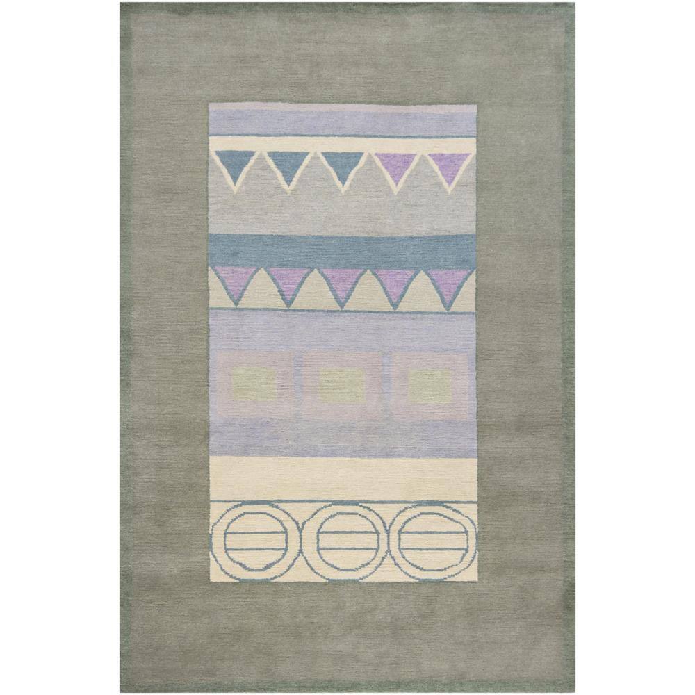 Hand-knotted Mandara Geometric Green New Zealand Wool Rug (6' x 9')