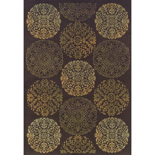 Alexa Abbey Modern Brown Sunburst Rug (82 x 115)  